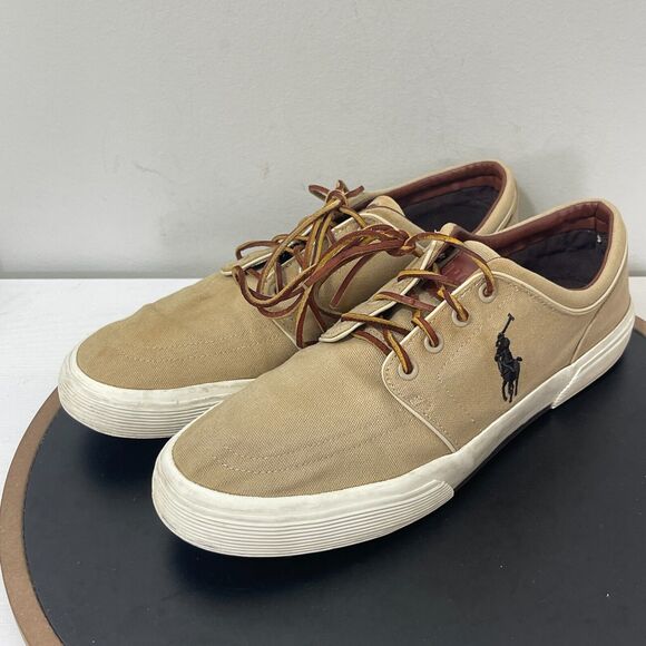 Polo Ralph Lauren Men’s Faxon Low Canvas Sneakers Shoes Tan Lace US 11.5 D - Picture 4 of 11